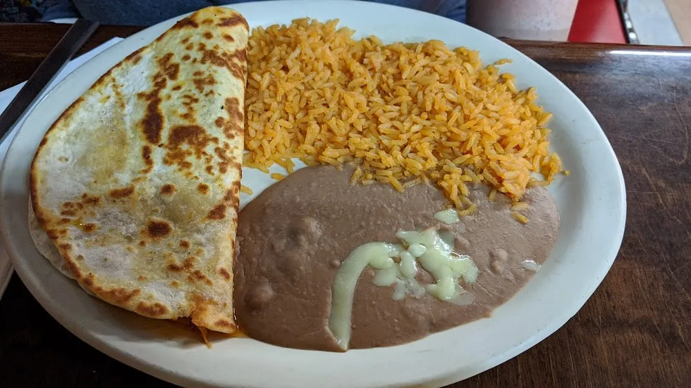 Cheese Quesadilla with Rice & Beans
